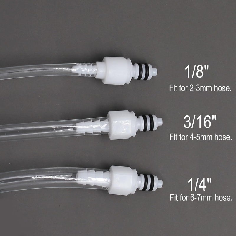 BBTUS 2Pcs 1/8" 3/16" 1/4" 1/8" 90 Degree Elbow Plastic Tube in-line Hose Quick Connector Disconnect Barb insert Fittings Shut-Off Valved in Quick Release Coupling (2 Male+ 2 Female) (3/16") - Image 5